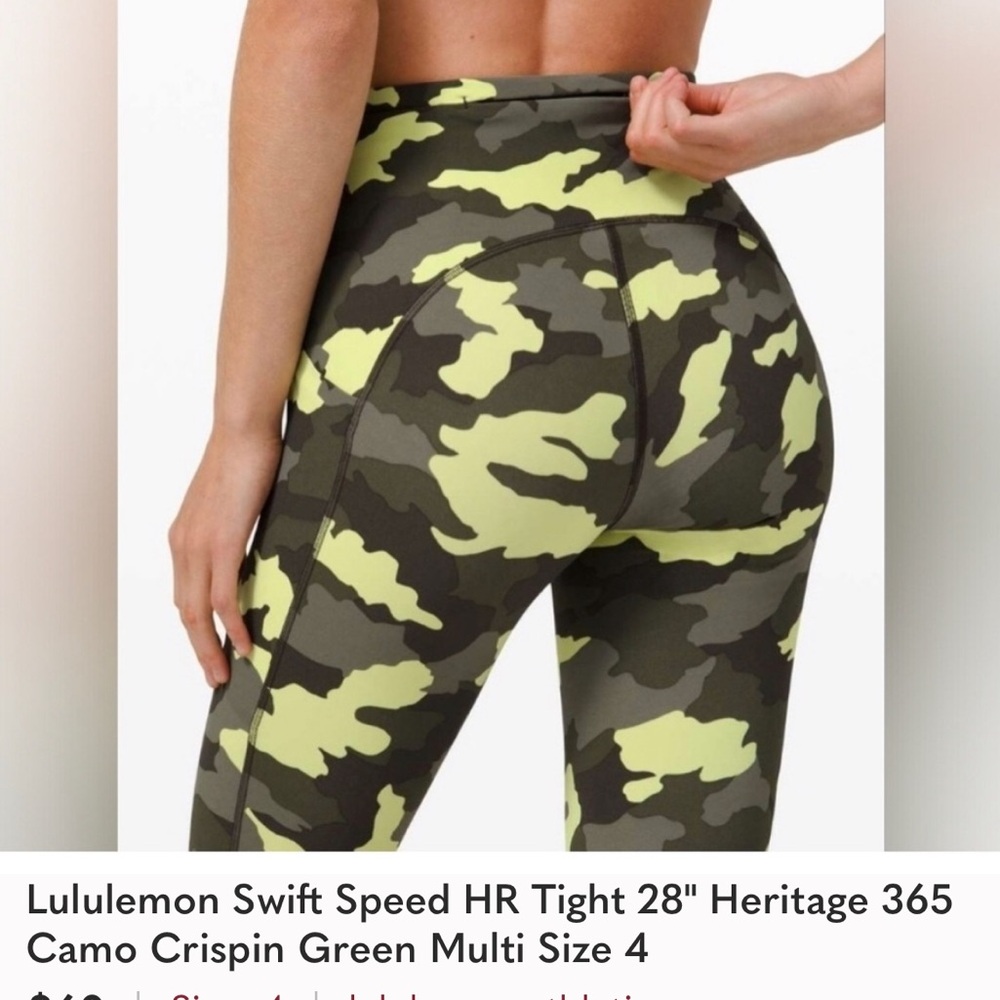 EUC Lululemon Swift Speed High Rise Tights Leggings 28’ Camp Print with Pocket